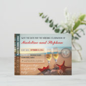 ビーチ結婚式保存の日付カード セーブザデート (スタンド正面)