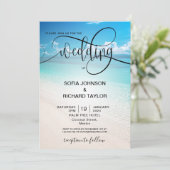ビーチ結婚式先の熱帯夏の海 招待状 (スタンド正面)