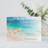 ビーチ結婚式先パスポート金ゴールドワールドマップ 出欠カード (スタンド正面)