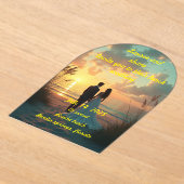 ビーチ結婚式入り アクリル招待状 (レイダウン)