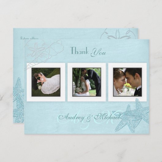 ビーチ結婚式写真ありがとうはがき ポストカード (正面/裏面)