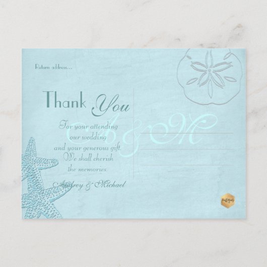 ビーチ結婚式写真ありがとうはがき ポストカード (裏面)