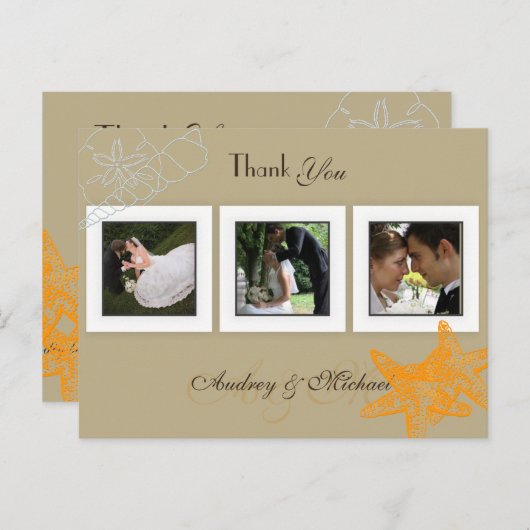 ビーチ結婚式写真ありがとうポストカード ポストカード (正面/裏面)