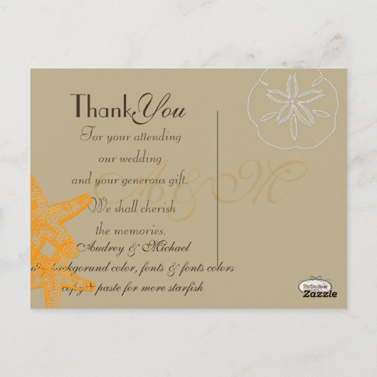 ビーチ結婚式写真ありがとうポストカード ポストカード (裏面)