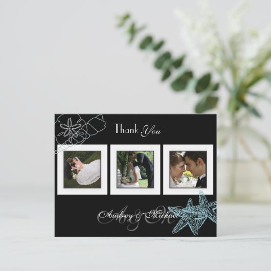 ビーチ結婚式写真ありがとうポストカード ポストカード (スタンド正面)