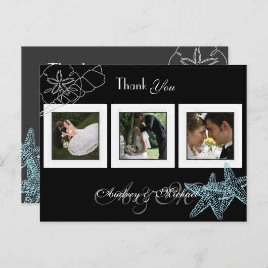 ビーチ結婚式写真ありがとうポストカード ポストカード (正面/裏面)