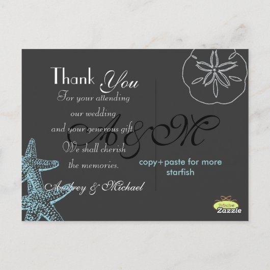 ビーチ結婚式写真ありがとうポストカード ポストカード (裏面)