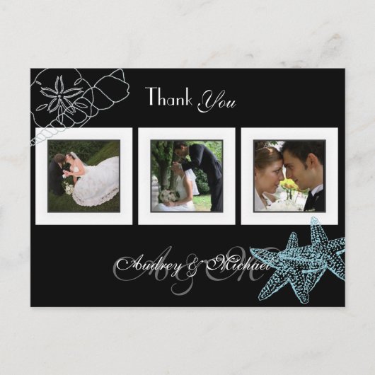 ビーチ結婚式写真ありがとうポストカード ポストカード (正面)