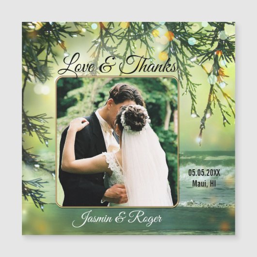ビーチ結婚式写真ありがとう磁気カード