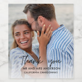 ビーチ結婚式写真ありがとう ワインラベル (シングルラベル)