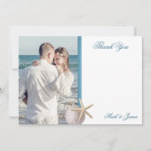 ビーチ結婚式写真ありがとう 招待状 (正面)