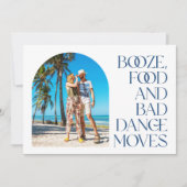 ビーチ結婚式写真の日付の保存アナウンス 案内状 (正面)