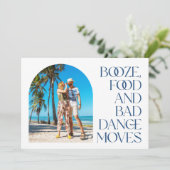 ビーチ結婚式写真の日付の保存アナウンス 案内状 (スタンド正面)