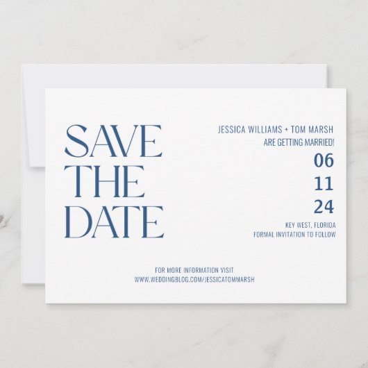 ビーチ結婚式写真の日付の保存アナウンス 案内状 (裏面)