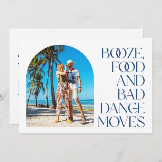 ビーチ結婚式写真の日付の保存アナウンス 案内状 (正面/裏面)