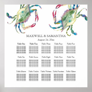 ビーチ結婚式印刷可能座席表 ポスター