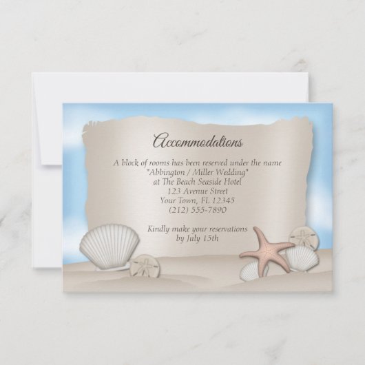 ビーチ結婚式収容エンクロージャカード 出欠カード (正面)