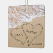 ビーチ結婚式名と日付 セラミックオーナメント (左)