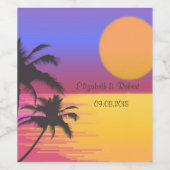 ビーチ結婚式夕日 ワインラベル (シングルラベル)