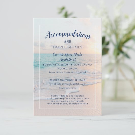 ビーチ結婚式宿泊施設ウェルカムディナー エンクロージャーカード (スタンド正面)