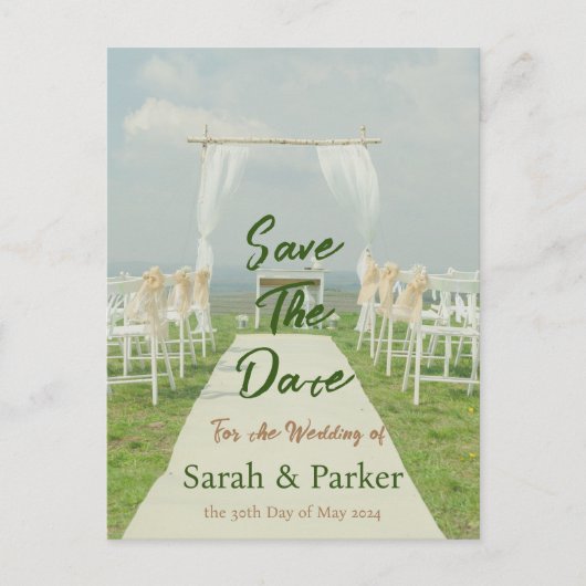 ビーチ結婚式島(太陽) – 日付を保存 ポストカード (正面)