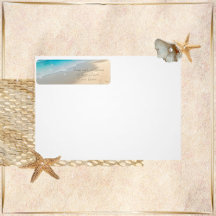 ビーチ結婚式差出人住所ラベル