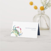 ビーチ結婚式座席表ブルーカニ プレイスカード (裏面)