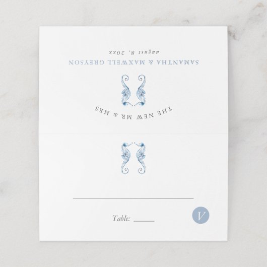 ビーチ結婚式座席表ミール選択シーホース プレイスカード (外部開封)