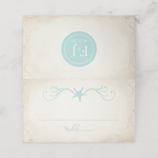 ビーチ結婚式座席表、エスコートカード、ヒトデ プレイスカード (外部開封)