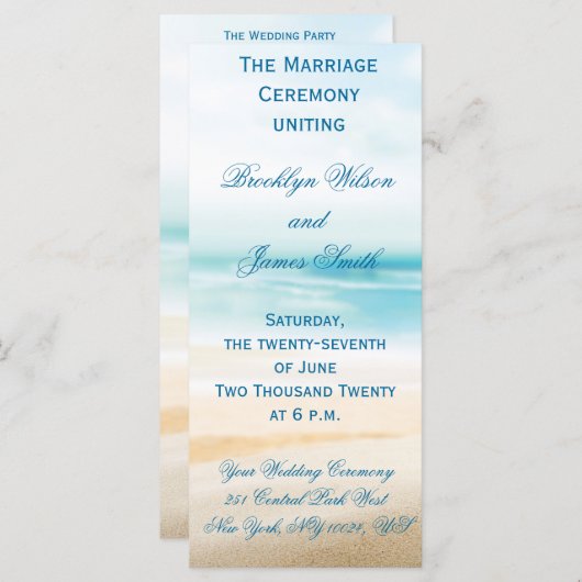 ビーチ結婚式式プログラム プログラム (正面/裏面)