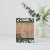 ビーチ結婚式応答カードハイビスカスブルーブラウン エンクロージャーカード (スタンド正面)