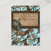 ビーチ結婚式応答カードハイビスカスブルーブラウン エンクロージャーカード (裏面)
