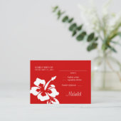 ビーチ結婚式応答カードハイビスカスレッド エンクロージャーカード (スタンド正面)
