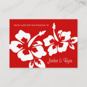 ビーチ結婚式応答カードハイビスカスレッド エンクロージャーカード (裏面)