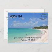 ビーチ結婚式応答カード インビテーションポストカード (正面/裏面)