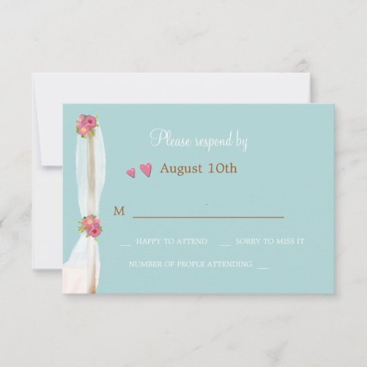 ビーチ結婚式応答カード 出欠カード (正面)