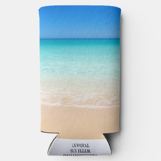 ビーチ結婚式我々が必要なのは愛ビーチ スリム缶クーラー (裏面)