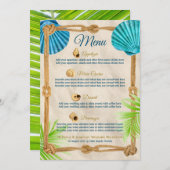 ビーチ結婚式披露宴ディナーシーシェルロープパーム メニュー (正面/裏面)
