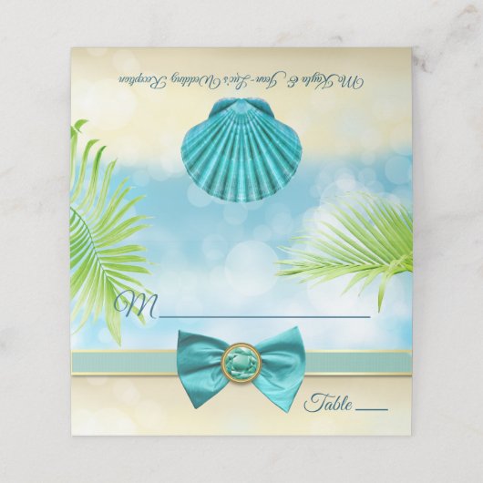 ビーチ結婚式披露宴ディナーボージェムパームエスコート プレイスカード (外部開封)