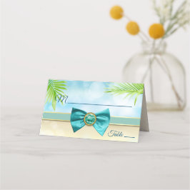 ビーチ結婚式披露宴ディナーボージェムパームエスコート プレイスカード