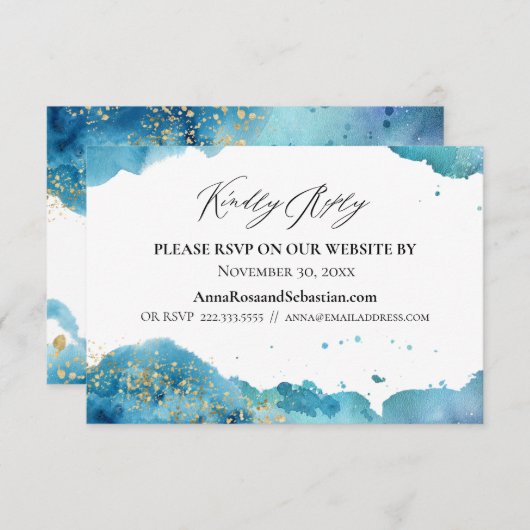 *~*ビーチ結婚式抽象芸術Wave webサイトRSVP エンクロージャーカード (正面/裏面)