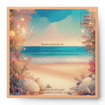 ビーチ結婚式招待の封筒