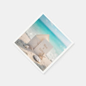 ビーチ結婚式招待状とヒトデ スタンダードカクテルナプキン (角)