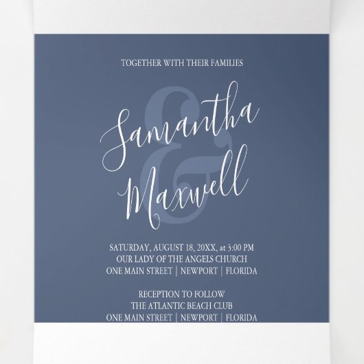 ビーチ結婚式招待状と沿岸チャーム 三つ折り招待状 (内部中)