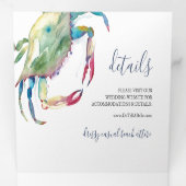 ビーチ結婚式招待状と沿岸チャーム 三つ折り招待状 (内部最初)