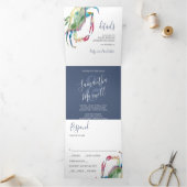 ビーチ結婚式招待状と沿岸チャーム 三つ折り招待状 (内部)