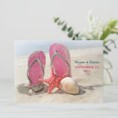 ビーチ結婚式招待状と赤ヒトデ 招待状 (スタンド正面)