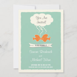ビーチ結婚式招待状と魚キスをする 招待状