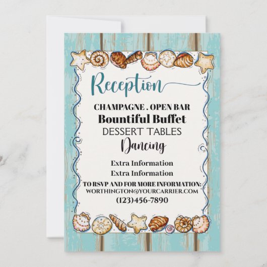 ビーチ結婚式招待状テンプレートバージョン2 招待状 (裏面)