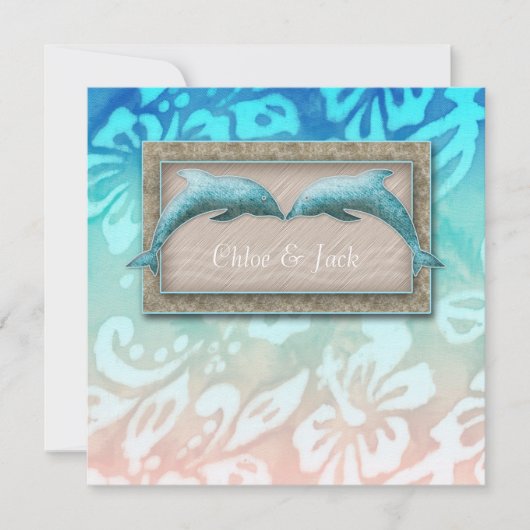ビーチ結婚式招待状ドルフィンルアウ（ハワイ式宴会）パーティー 航海の 招待状 (正面)